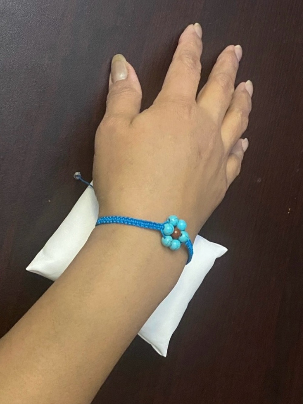 Blue friendship Macrame Bracelet with Turquoise and brown Accents